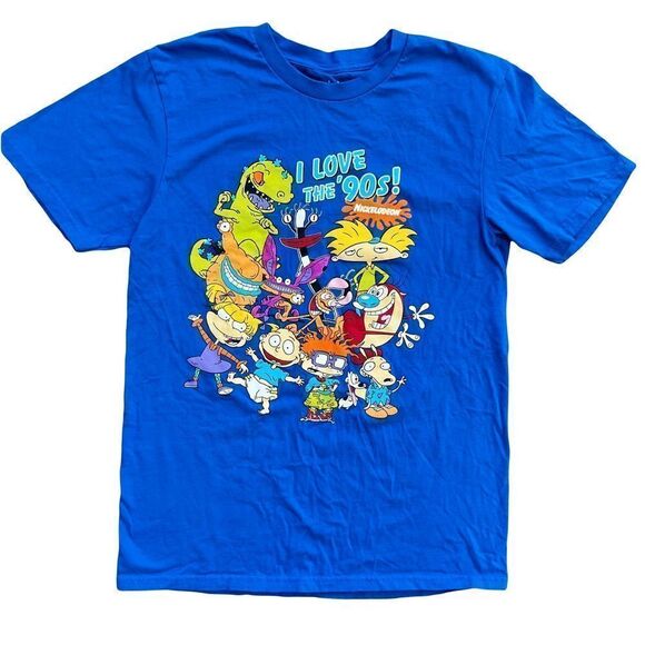 Nickelodeon Tops - Nickelodeon “I Love the 90’s” Bright Blue Cartoon Character Tee